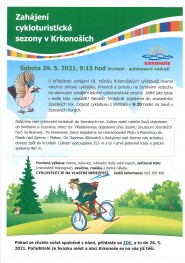 Zahájení  cykloturistické sezony v Krkonoších - Sobota 29. 5. 2021